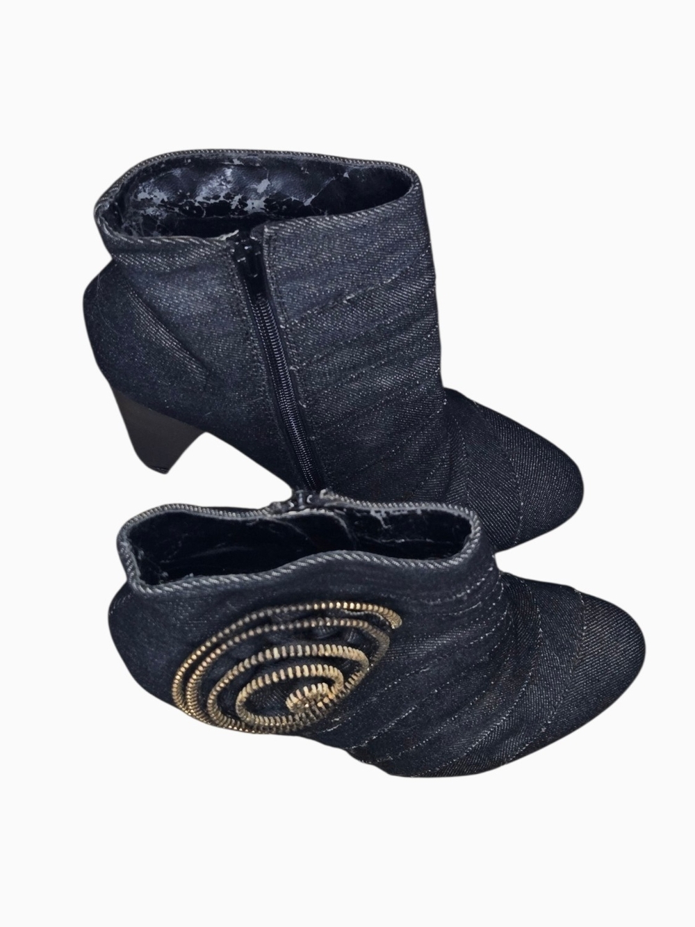Y2k Dark Denim Ankle Boot with Spiral Rossete Detail ! - Picture 3 of 4